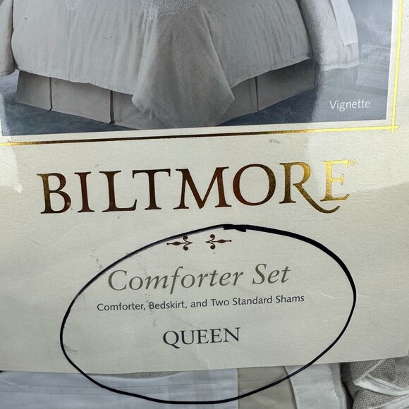 Biltmore Queen Comforter Set Beige With Bedskirt & Two Standard Shams - Picture 2 of 5